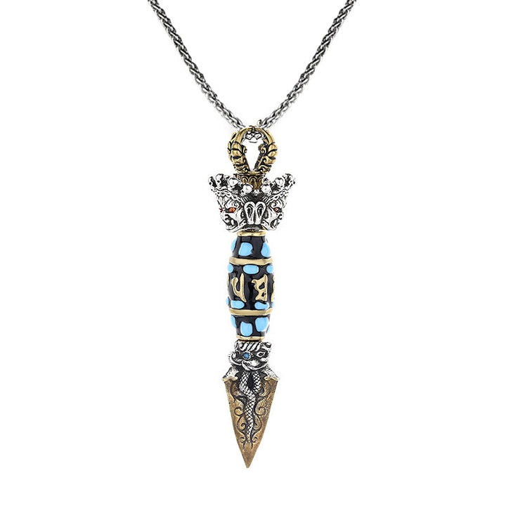 Buddha Stones Tibet Om Mani Padme Hum Dzi Perle Dorje Vajra Motif Richesse Collier Pendentif Rotatif - image 10
