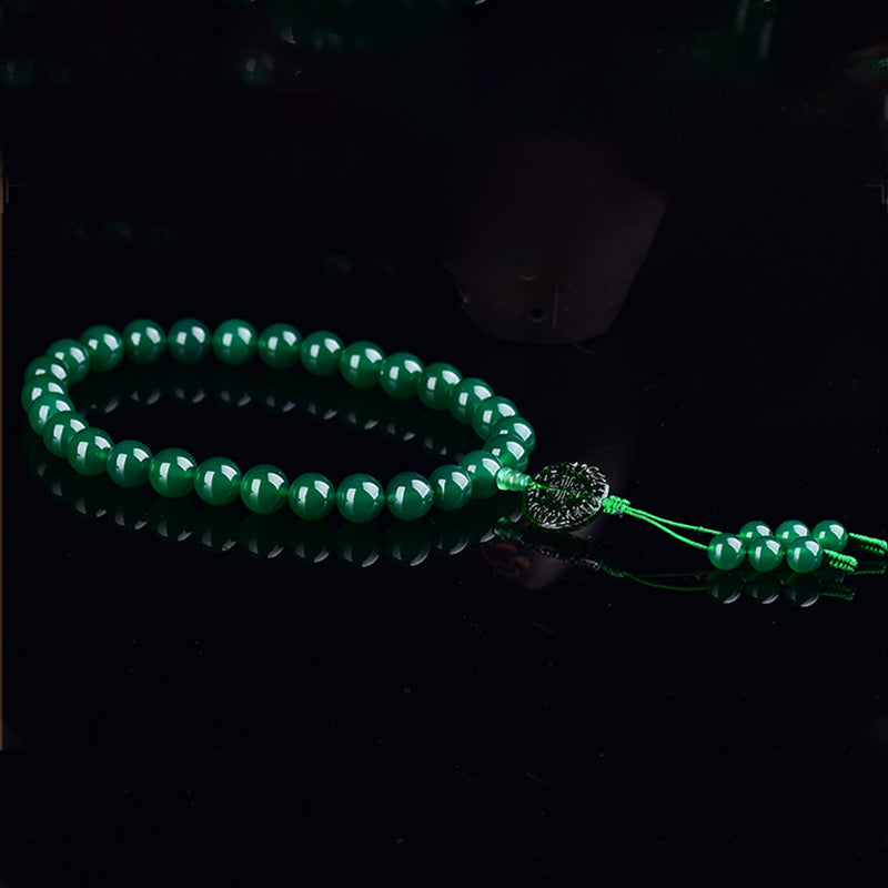 Buddha Stones Agate verte naturelle Poignet Mala Manifestation Poche Mala Décoration de voiture