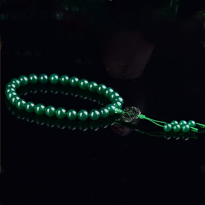 Buddha Stones Agate verte naturelle Poignet Mala Manifestation Poche Mala Décoration de voiture