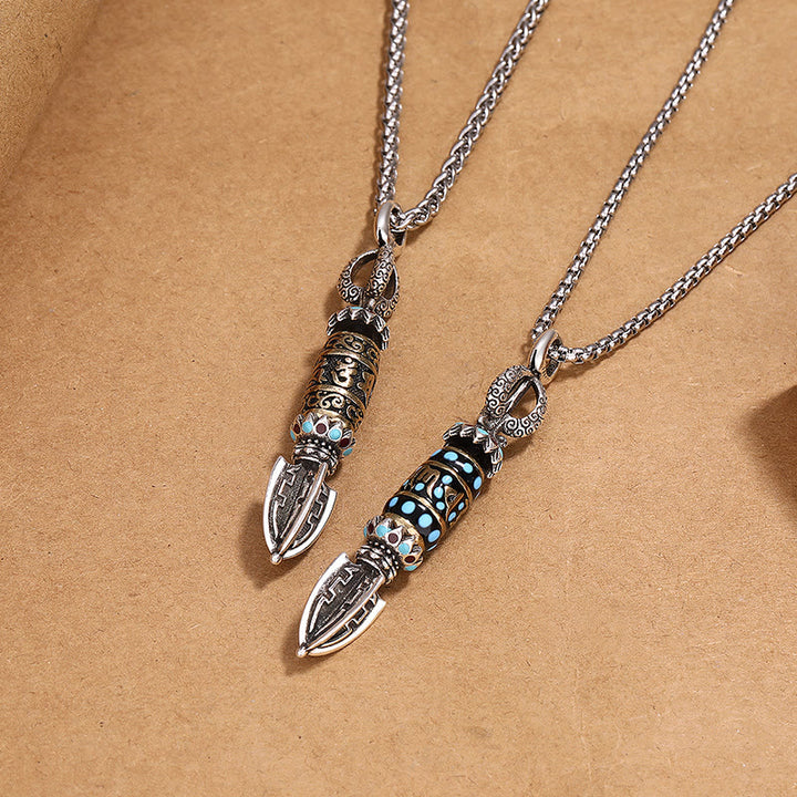Collier pendentif rotatif tibétain en Buddha Stones Om Mani Padme Hum Protection Richesse
