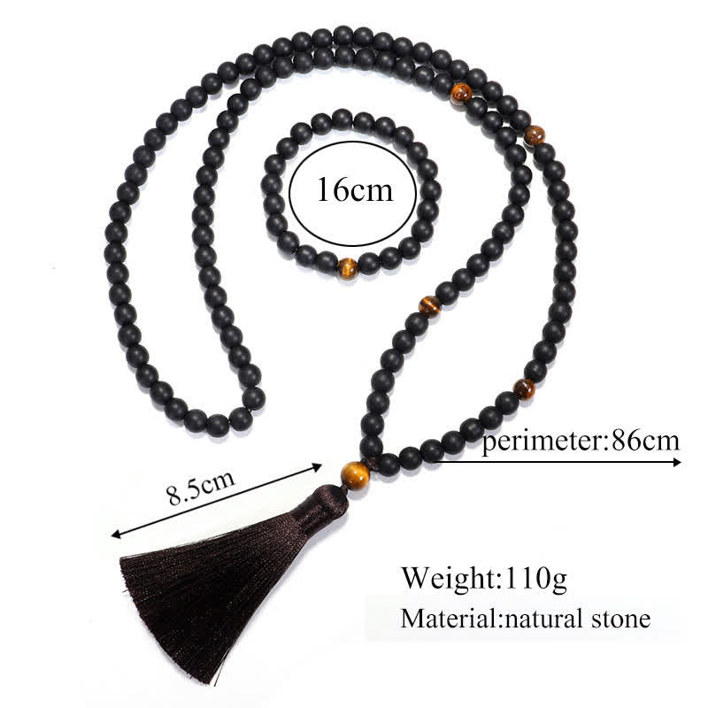 Buddha Stones en pierre givrée œil de tigre avec pendentif et équilibre