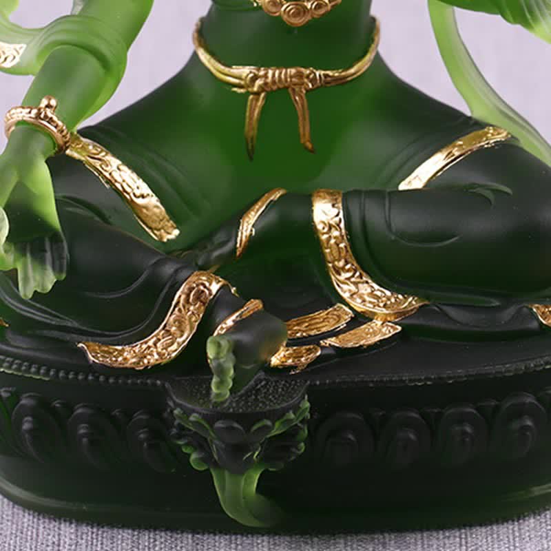 Buddha Stones Bodhisattva Tara verte Pièce d'art en cristal Liuli faite à la main Protection Maison Bureau Statue Décoration - image 10
