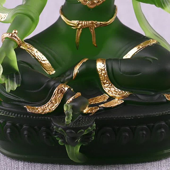 Buddha Stones Bodhisattva Tara verte Pièce d'art en cristal Liuli faite à la main Protection Maison Bureau Statue Décoration - image 10