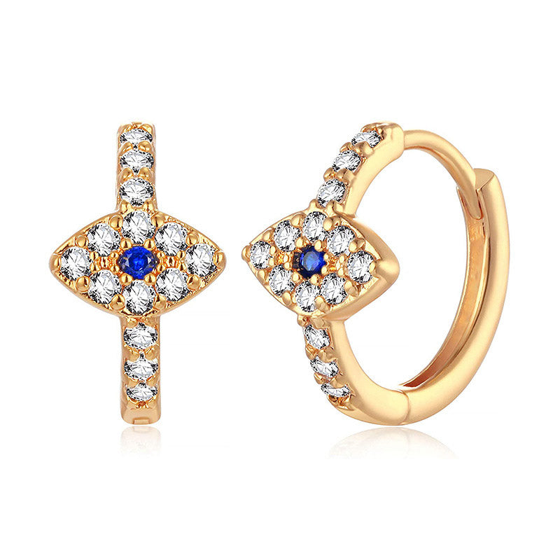 Boucles d'oreilles à tige en argent sterling 925 avec symbole du mauvais œil et bénédiction de Buddha Stones - Or - image 2