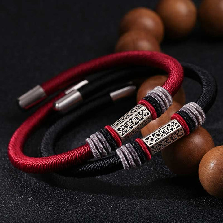 Bracelet en argent sterling 925 Buddha Stones et symbole de la paix Om Mani Padme Hum