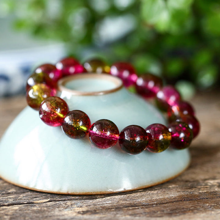 Bracelet de sagesse et d'amour en tourmaline naturelle Buddha Stones