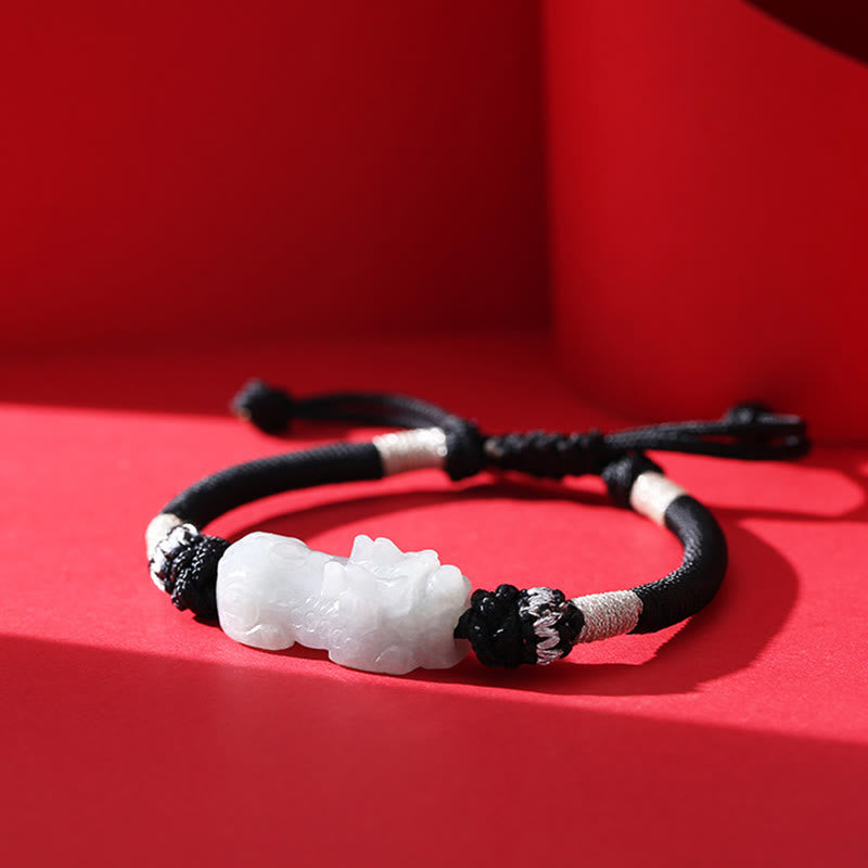 Bracelet tressé en jade naturel PiXiu fait à la main avec Buddha Stones
