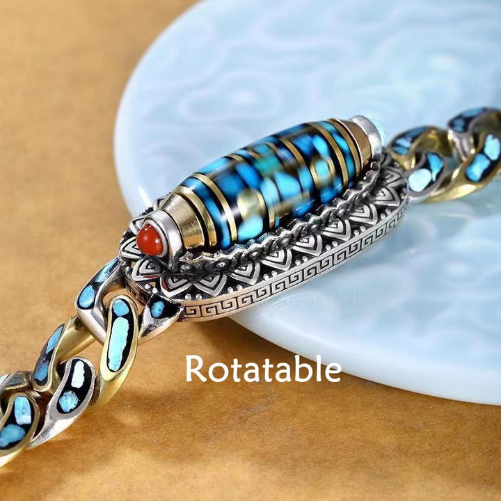 Bracelet de protection rotatif Buddha Stones à neuf yeux en perles dzi Om Mani Padme Hum Turquoise - image 2