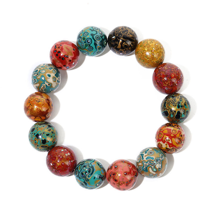 Bracelet calme en perles de laque multicolores naturelles Buddha Stones