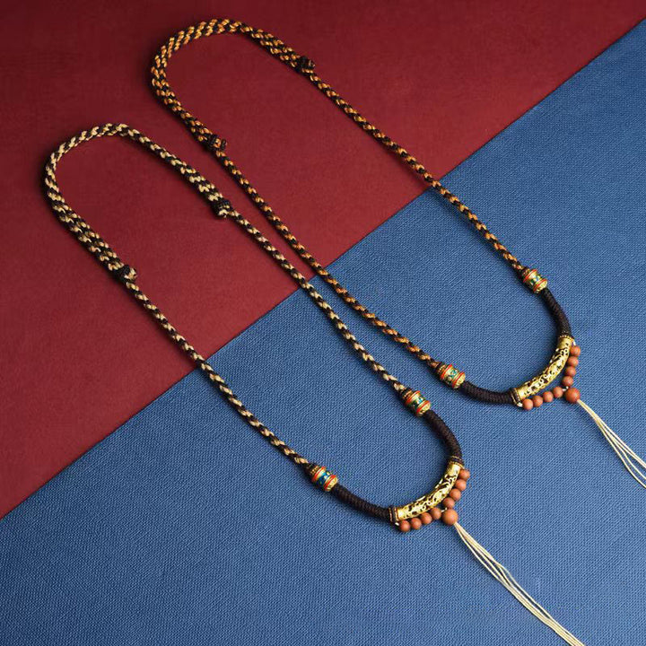 Collier pendentif en corde avec nœud King Kong tibétain fait à la main en Buddha Stones Om Mani Padme Hum - image 3