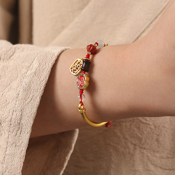 Bracelet tibétain en Buddha Stones , nuages de bon augure, fortune, bonheur, richesse, chance
