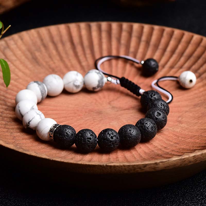 Bracelet de protection en pierre de lave Yin Yang Buddha Stones