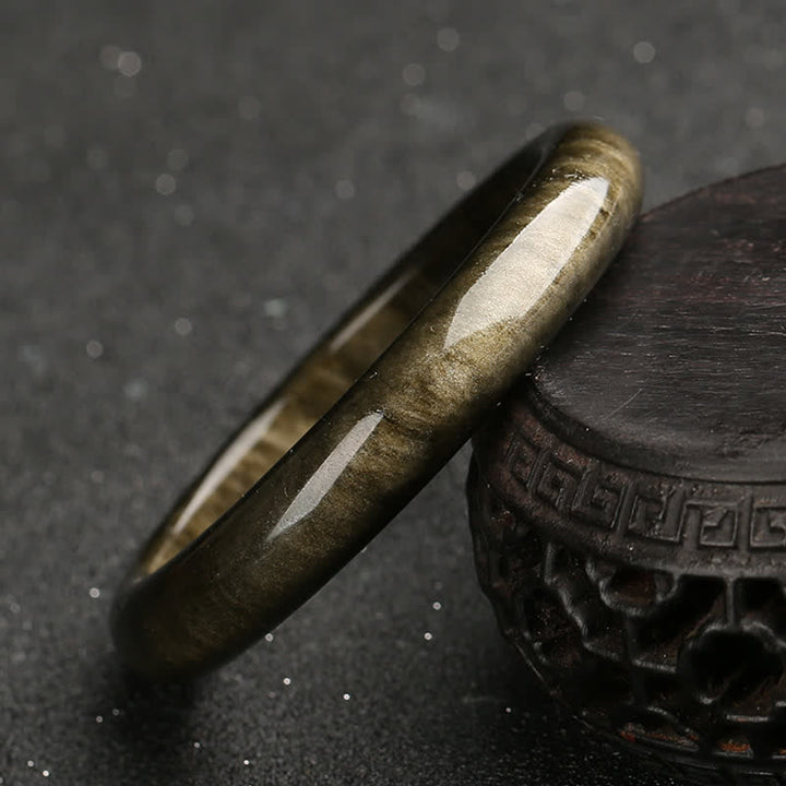 Bracelet de protection en obsidienne dorée et argentée avec Buddha Stones