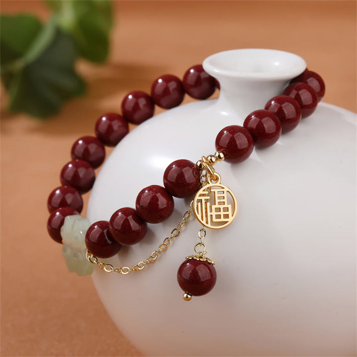Bracelet de bénédiction porte-bonheur en jade Hetian avec trèfle à quatre feuilles et Buddha Stones