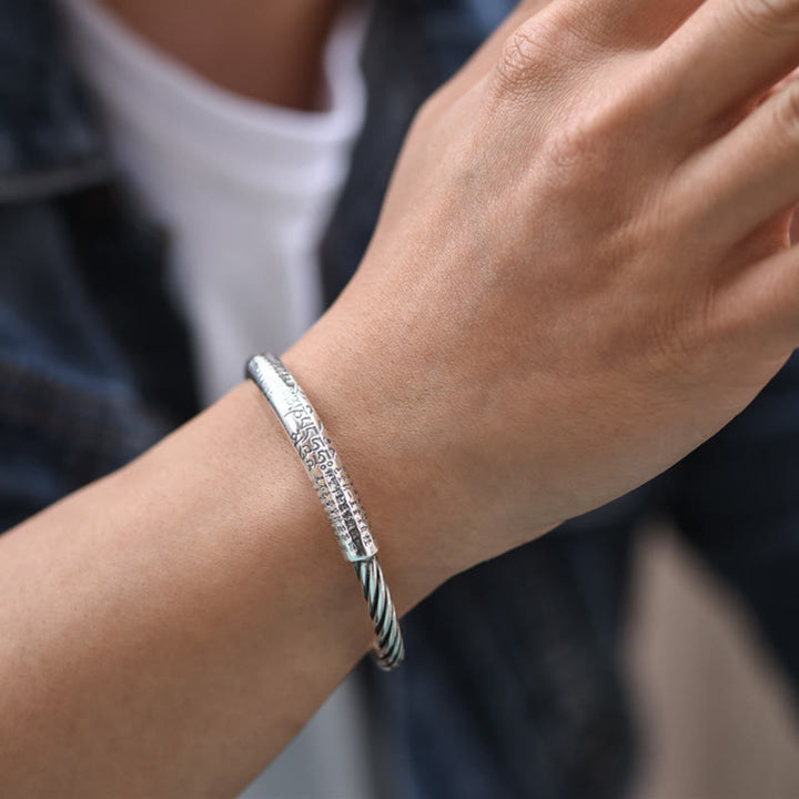 Bracelet manchette tibétain en Buddha Stones Om Mani Padme Hum Sutra du cœur Pureté