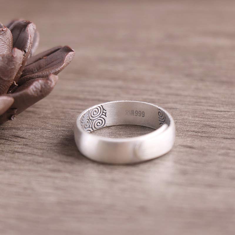 Bague de bénédiction en argent sterling 999 avec six mots vrais et éléphant de lotus de Buddha Stones - image 12