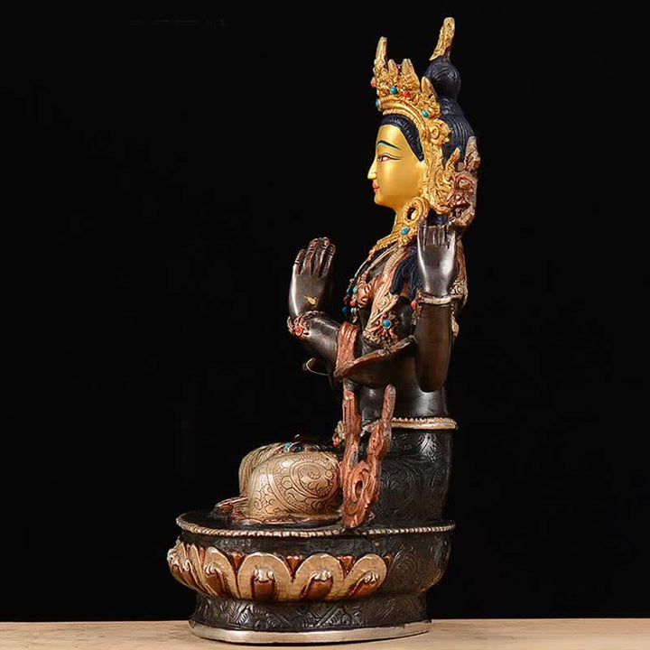 Statue décorative en cuivre de protection à quatre bras du Bodhisattva Chenrezig Avalokitesvara - image 5