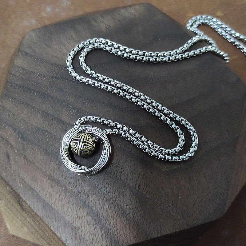 Collier pendentif porte-bonheur en cuivre avec perles Mobius et Buddha Stones