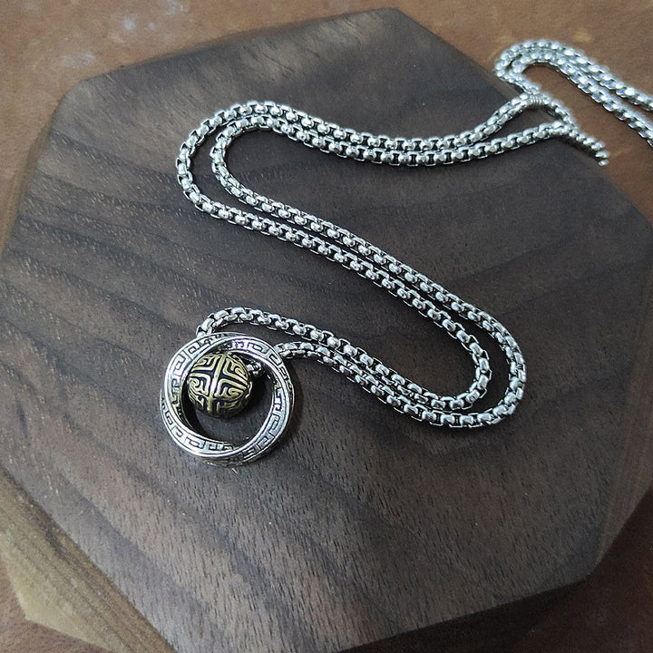 Collier pendentif porte-bonheur en cuivre avec perles Mobius et Buddha Stones