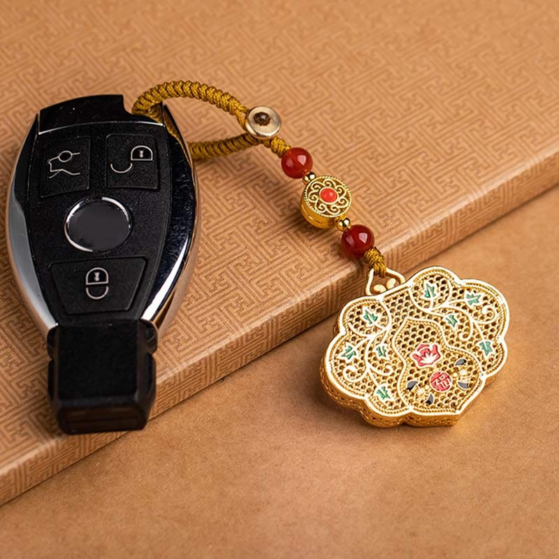 Porte-clés Buddha Stones Lock of Good Wishes Fu Character Lucky Blessing