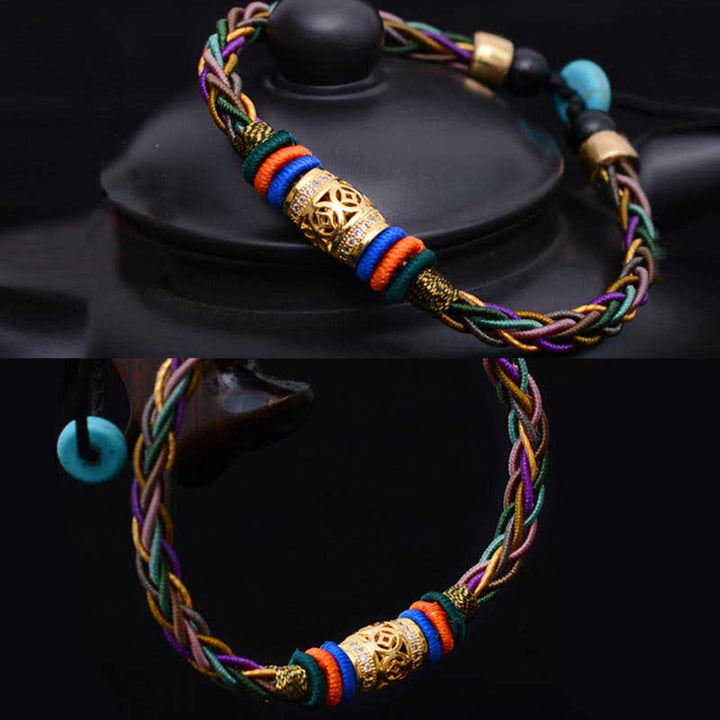 Buddha Stones en fil tissé fait main avec huit fils et pièces de cuivre