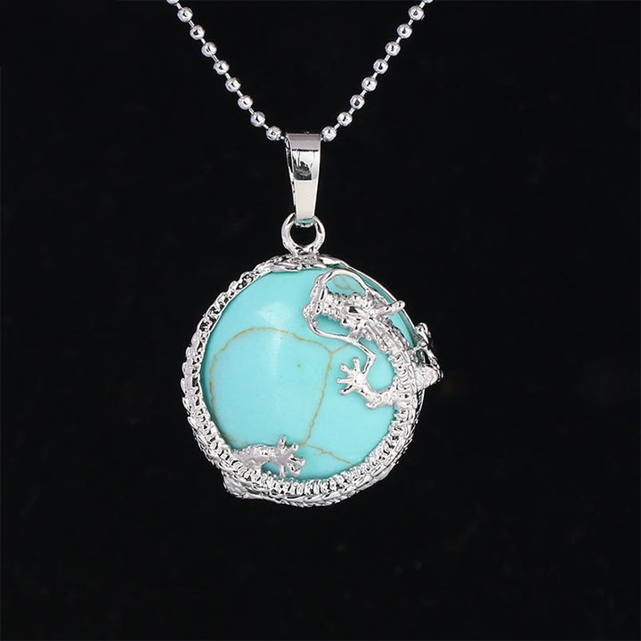 Collier pendentif en cristal de quartz naturel avec énergie de guérison et dragon chinois en Buddha Stones