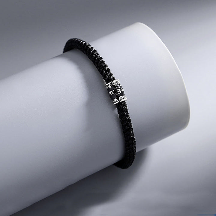 Bracelet tressé en argent sterling 925 Buddha Stones Om Mani Padme Hum Peace