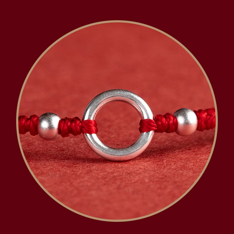 Bracelet en argent sterling 925 avec Buddha Stones et cordon rouge porte-bonheur, paix, joie, lotus, paix