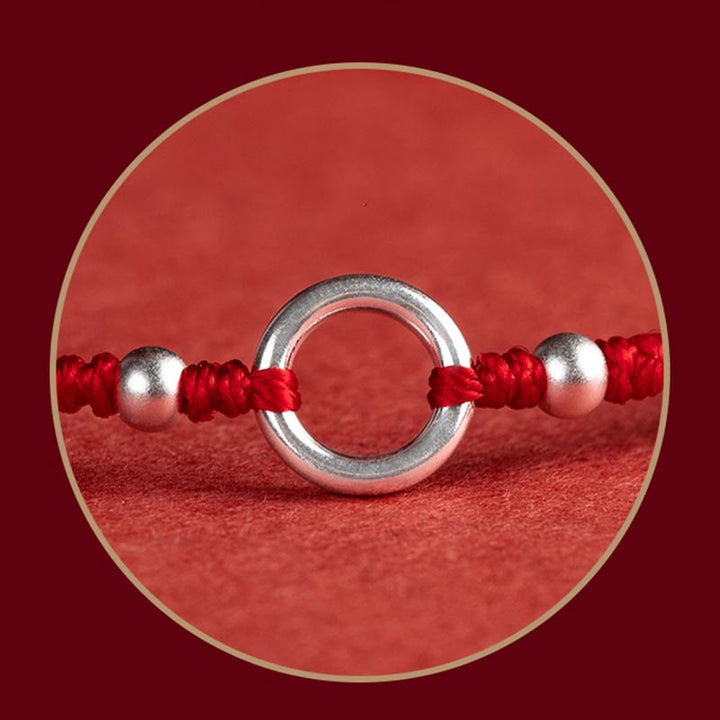 Bracelet en argent sterling 925 avec Buddha Stones et cordon rouge porte-bonheur, paix, joie, lotus, paix