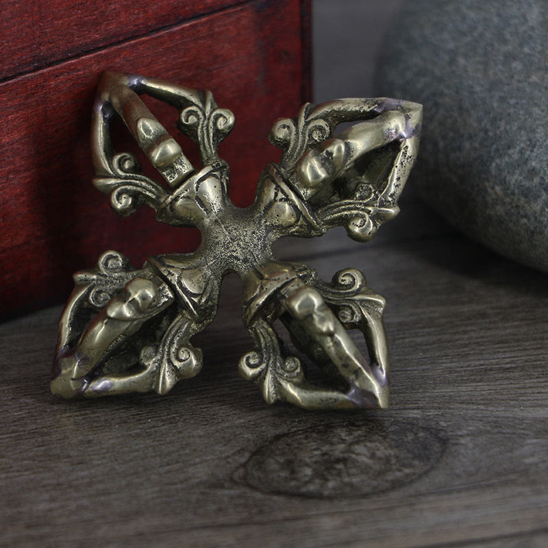 Vajra double Dorje à 5 griffes en cuivre fait main au Népal