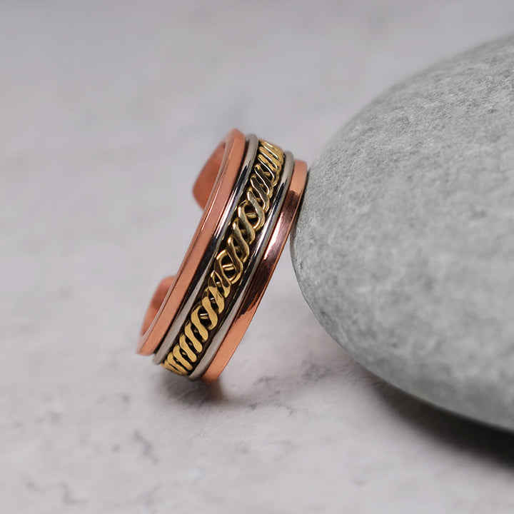 Bracelet manchette réglable en cuivre magnétique Buddha Stones