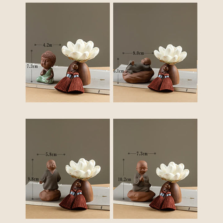 Décorations de guérison apaisantes en forme de fleur de Bouddha en bois de pêcher noir - image 24