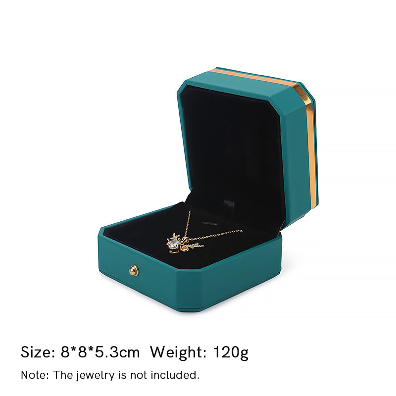 Coffret de rangement pour bijoux Coffret cadeau en cuir PU - Vert - Boîte à pendentif (8*8*5,3 cm) - image 24