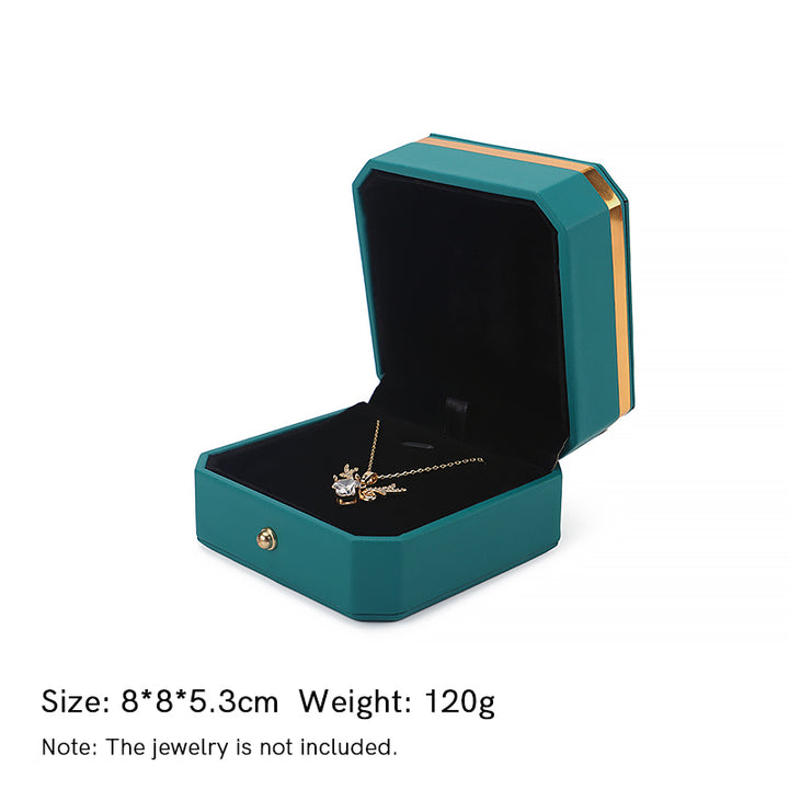 Coffret de rangement pour bijoux Coffret cadeau en cuir PU - Vert - Boîte à pendentif (8*8*5,3 cm) - image 24