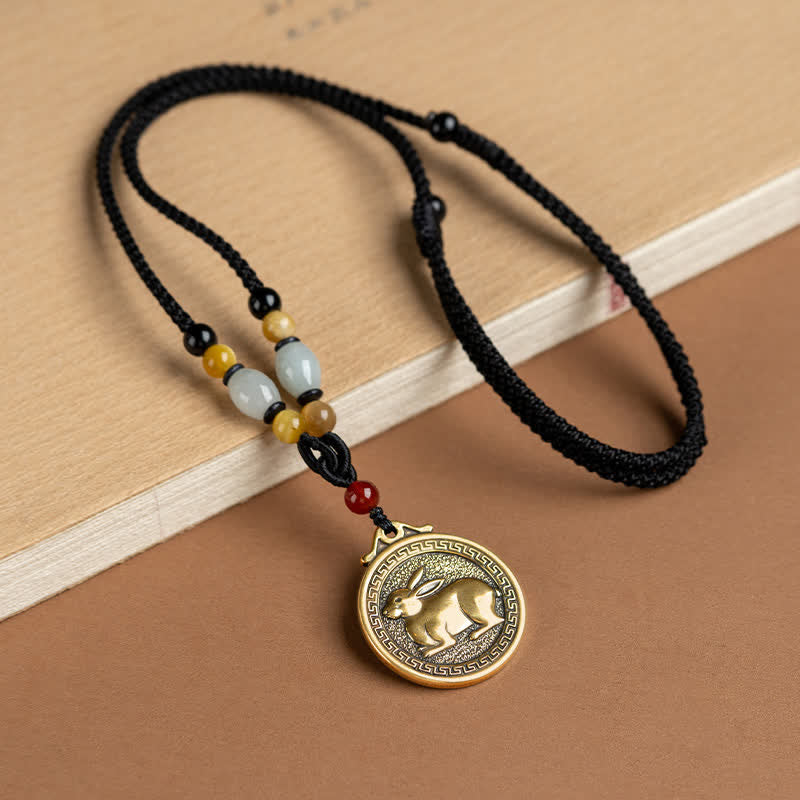 Collier avec pendentif et 12 bénédictions du zodiaque chinois - Lapin - image 1