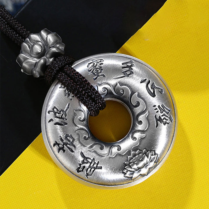 Collier avec pendentif en argent sterling 999 Buddha Stones et boucle de paix en forme de cœur Sutra Lotus - image 8