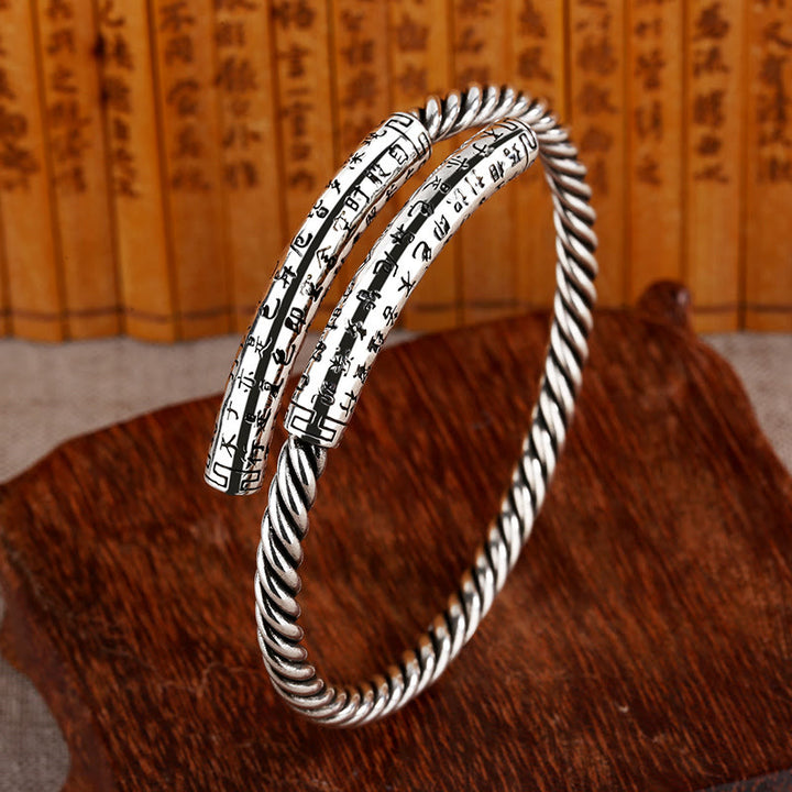 Bracelet d'équilibre à motif torsadé Buddha Stones et cœur rétro Sutra