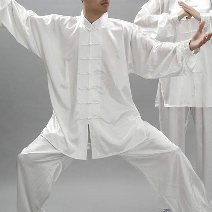 Ensemble de vêtements unisexes à motifs simples avec Buddha Stones pour méditation, prière, spirituel, zen, tai-chi, qigong - Blanc - 3XL- Convient aux États-Unis, au Royaume-Uni, en Australie et en UE - 2XL - image 10