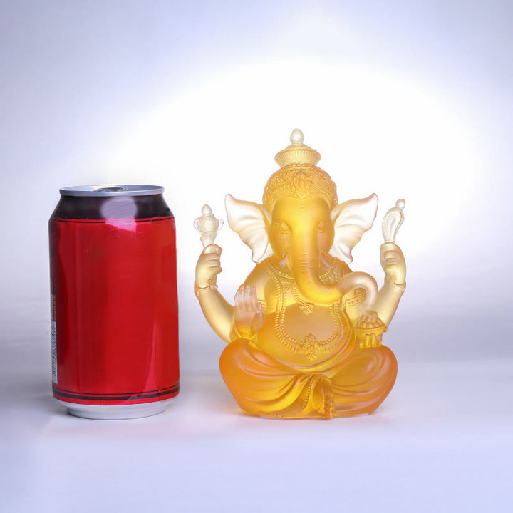 Buddha Stones faites à la main Ganesh Ganpati Figurine d'éléphant Liuli Pièce d'art en cristal Statue de protection Décoration de la maison