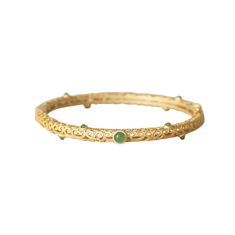 Bracelet de guérison calme et de Buddha Stones en cuivre et jade cyan