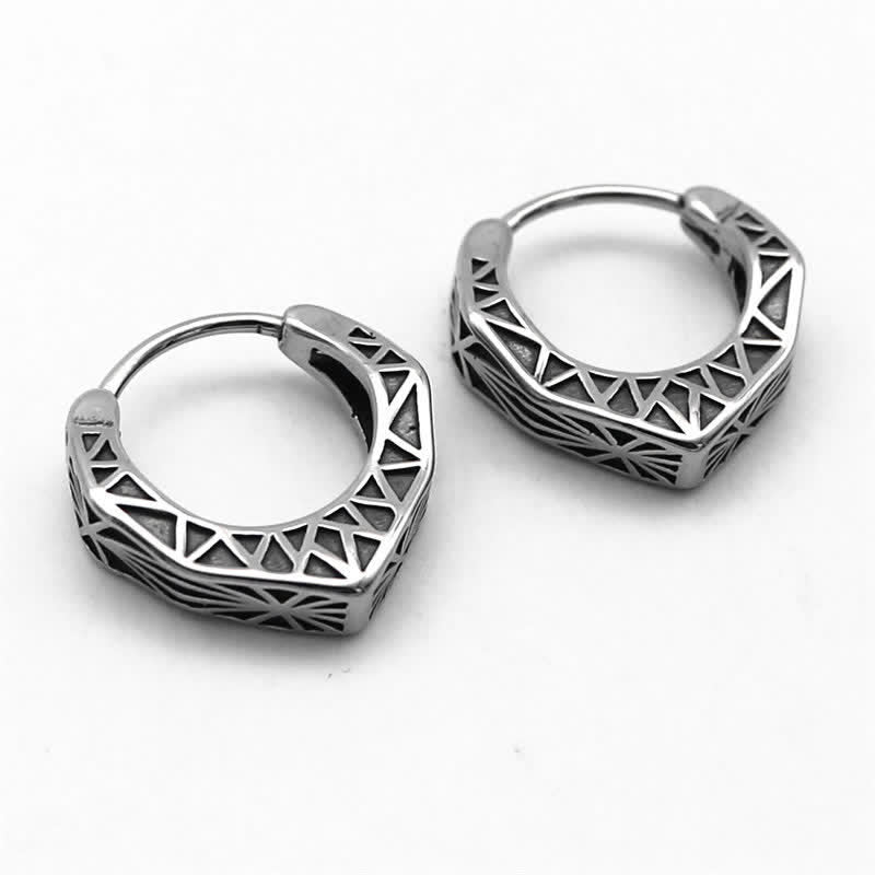 Boucles d'oreilles créoles Viking en acier titane - image 6