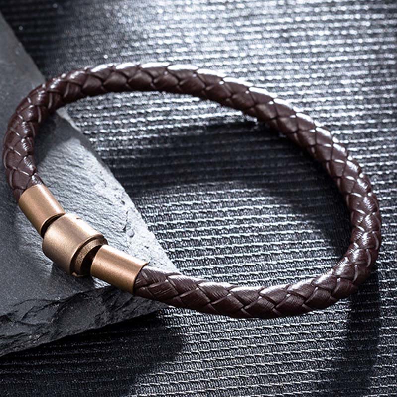 Bracelet tressé en cuir vintage Buddha Stones
