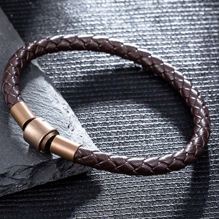 Bracelet tressé en cuir vintage Buddha Stones