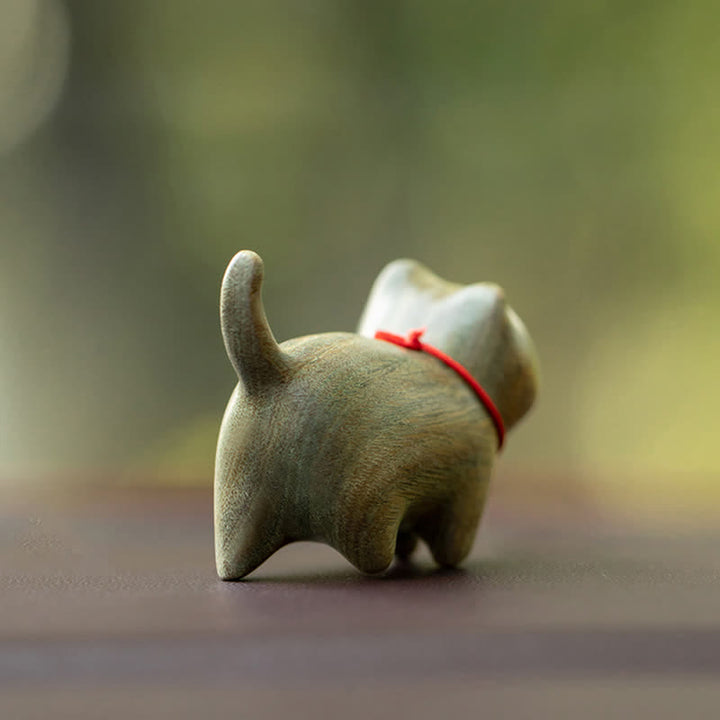 Buddha Stones de santal vert Petite feuille Bois de santal rouge Chat mignon Animaux Décoration de paix apaisante