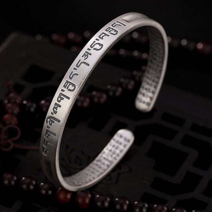Bracelet de protection en argent sterling 999 avec six mots vrais et sutra du cœur de Buddha Stones