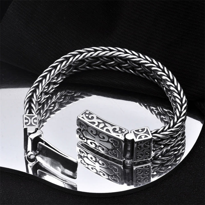 Bracelet de guérison tressé à motif totem de vigne rétro Buddha Stones