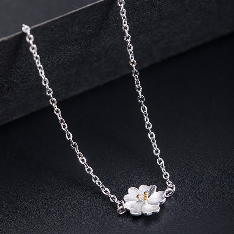 Bracelet chaîne de bénédiction en argent sterling 925 avec Buddha Stones et fleurs de cerisier - image 3