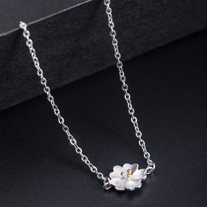 Bracelet chaîne de bénédiction en argent sterling 925 avec Buddha Stones et fleurs de cerisier - image 3