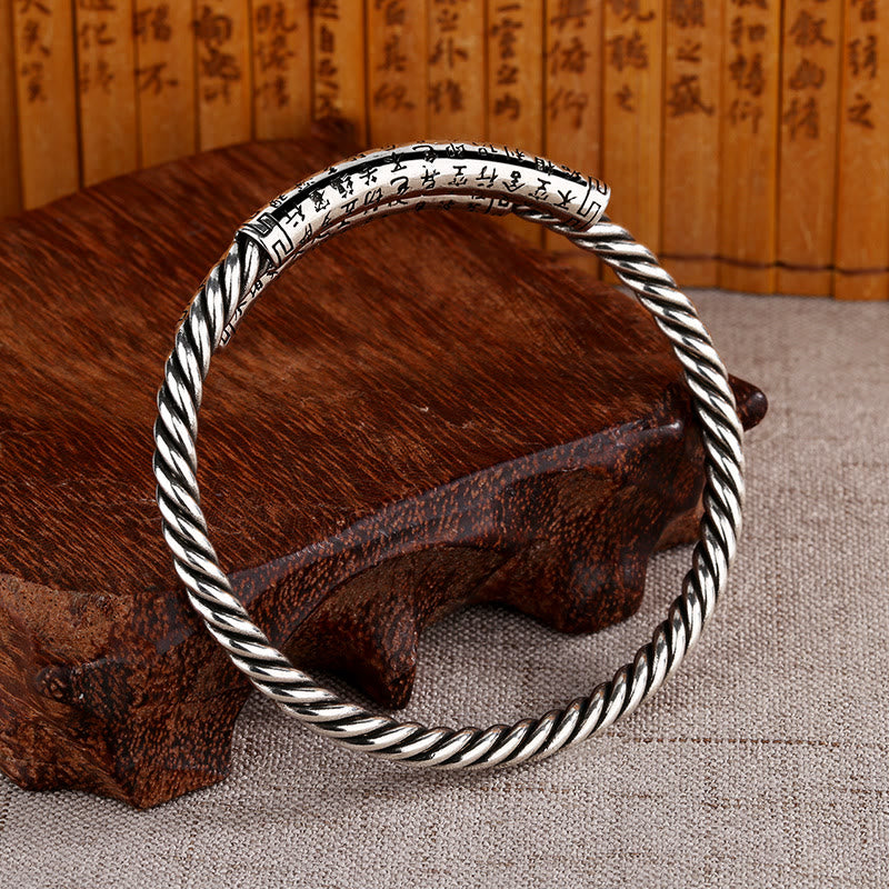 Bracelet d'équilibre à motif torsadé Buddha Stones et cœur rétro Sutra