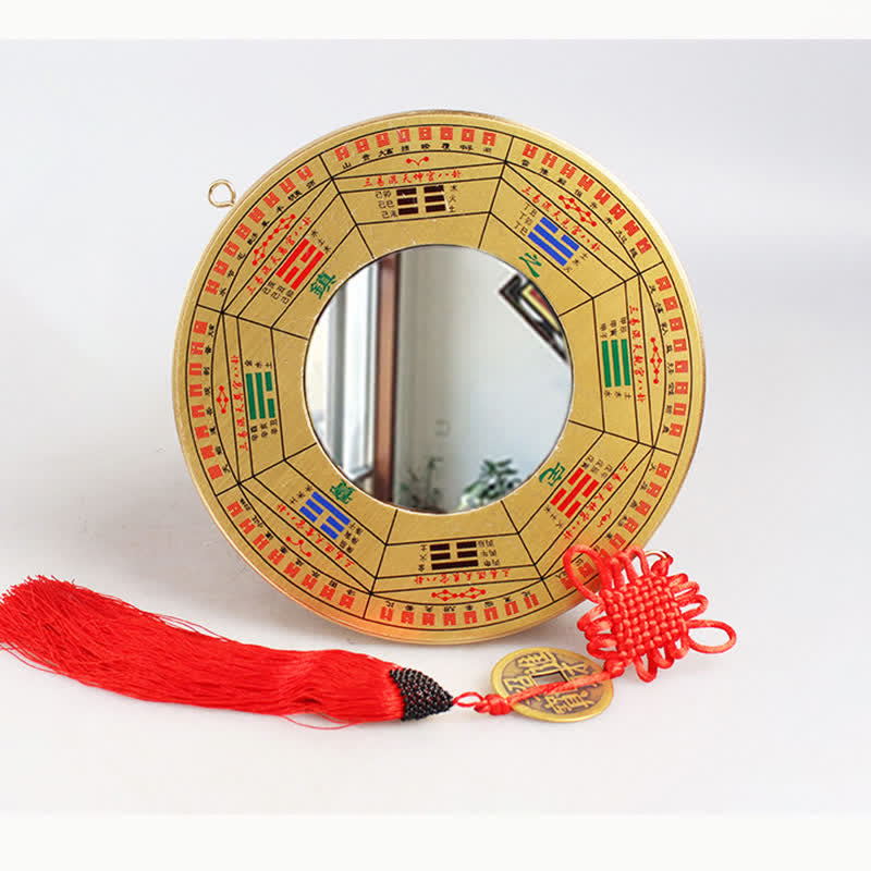 Carte Feng Shui Bagua Pièce de cuivre Nœud chinois Carte énergétique d'équilibre